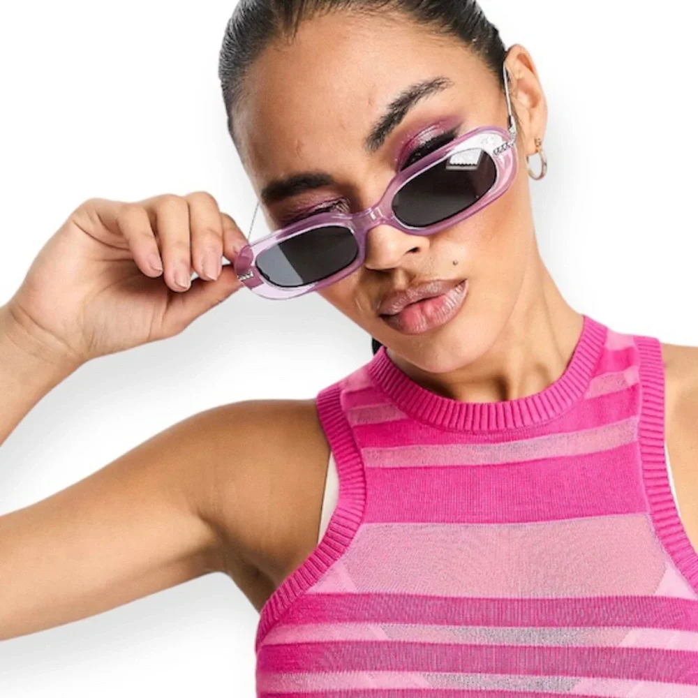 QUAY So Serious Sunglasses Milky Purple & Silver Frame Smoke Lens Retro Y2K NWT